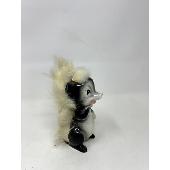 Kitsch Rare Vintage 1960s SKUNK Anthropomorphic Big Eyed W/Real Rabbit Fur Hair - Picture 11 of 14